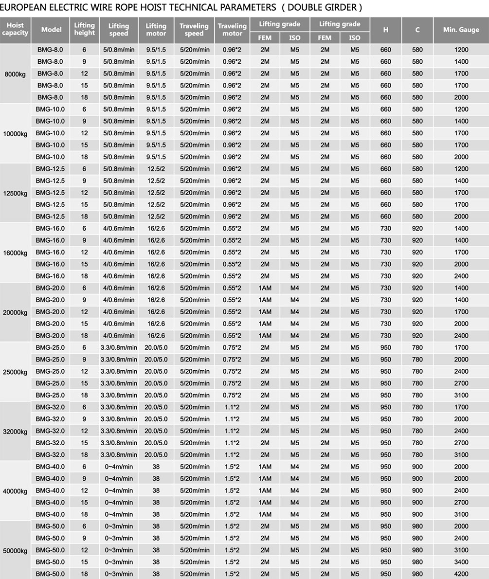 European Electric WireRope Hoist(Double Girder)