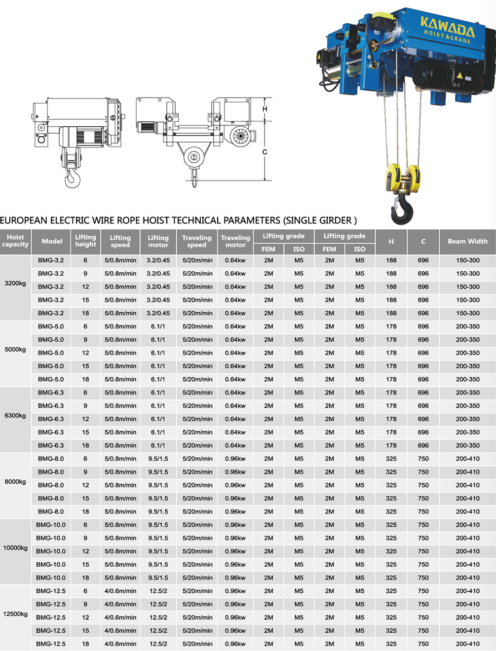 European Electric WireRope Hoist